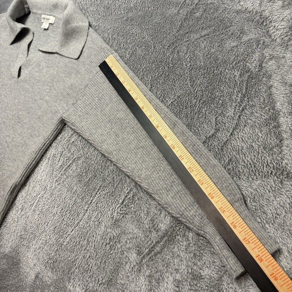ON 34th Women's Small Gray Ribbed Knit Collared Sweater Long Sleeve Pullover - Picture 7 of 8